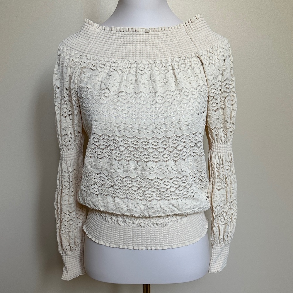 Zara Ivory Lace Knit Blouse